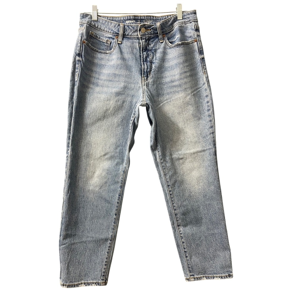 Old Navy OG Straight High Rise Light Wash Denim Jeans 12 Petite